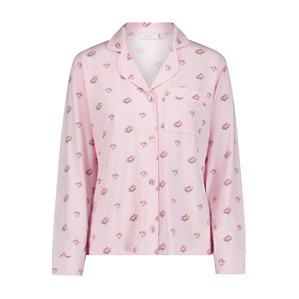 Polkadot CHARLEY Pajama Set - Pink Vintage Rose Print