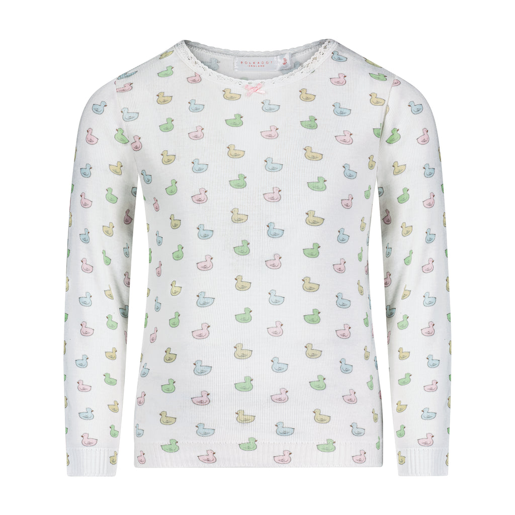 Polkadot GIRLS & BABY CREW Long Sleeve - Girl Duckie Print