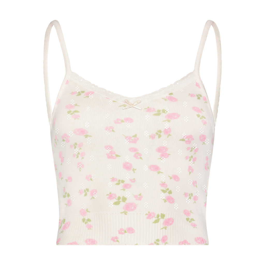 Polkadot LIZ CROP CAMI - Pink Garden Pointelle