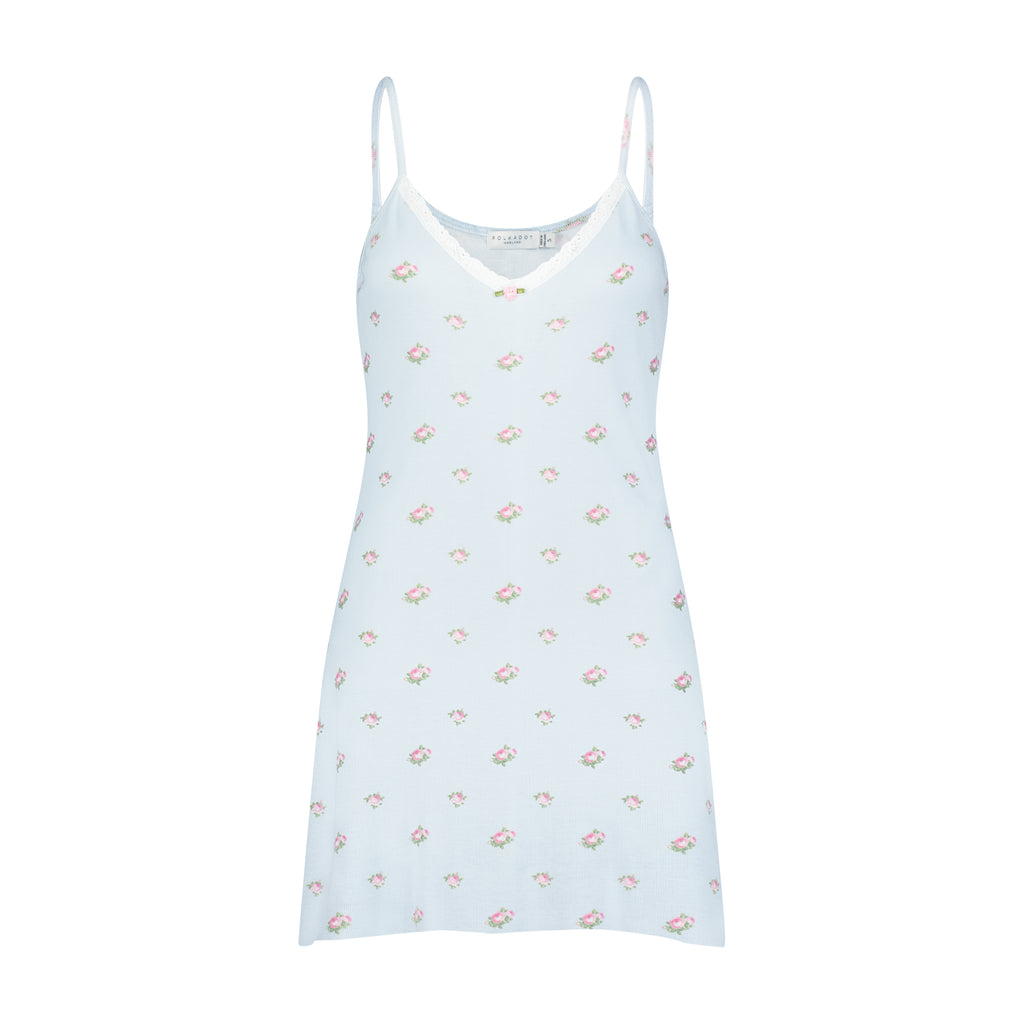 Polkadot A LINE GOWN - Blue Ciel Rose Print