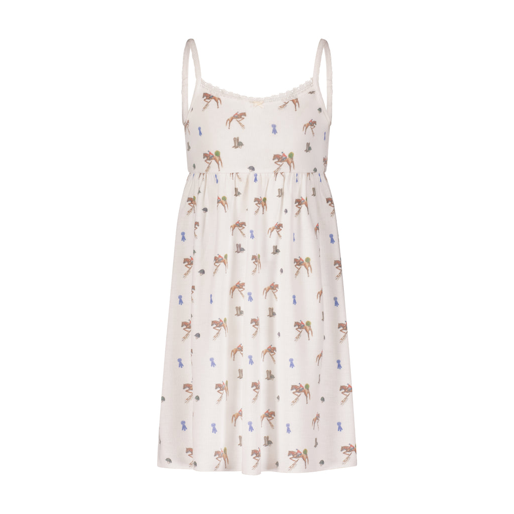 Polkadot GIRLS BABYDOLL GOWN - Vintage Equestrian Print