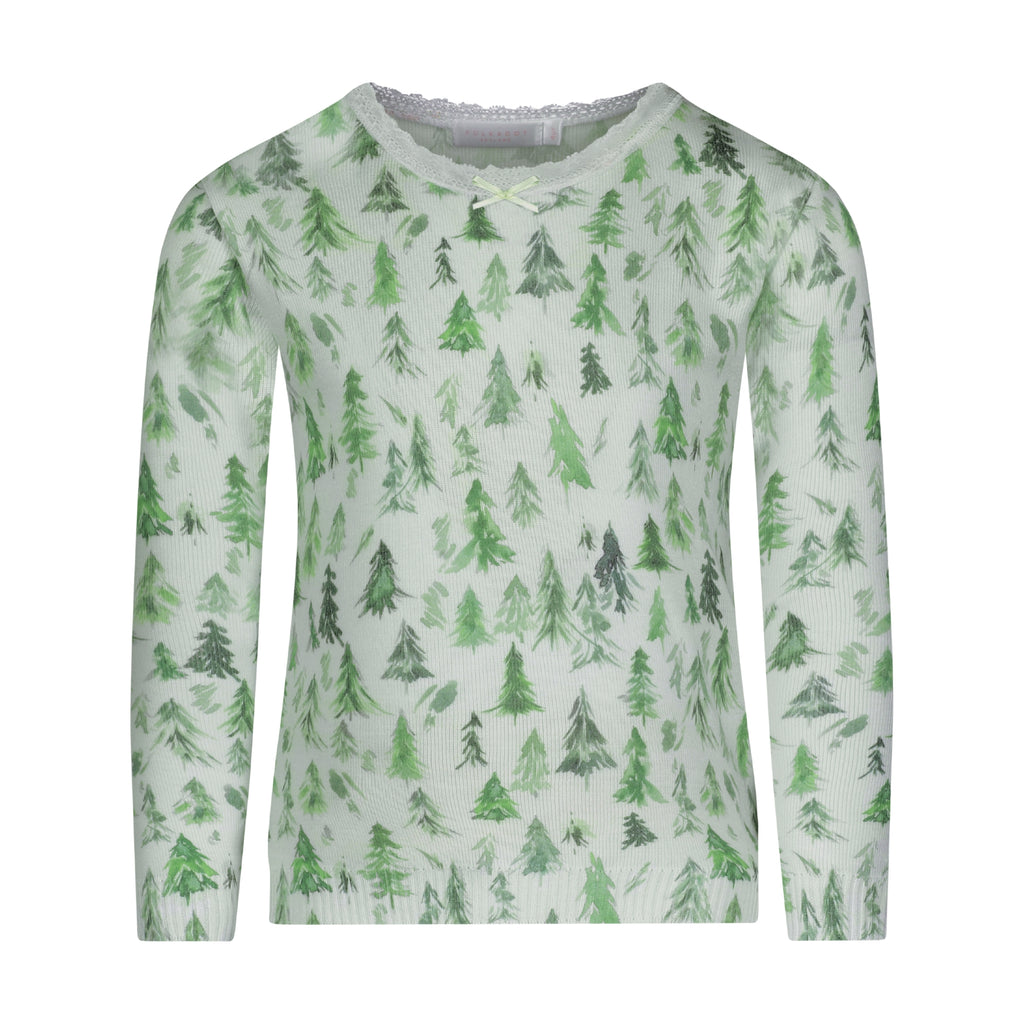 Polkadot GIRLS & BABY SET Crew LS & Pant - Fir Tree Print
