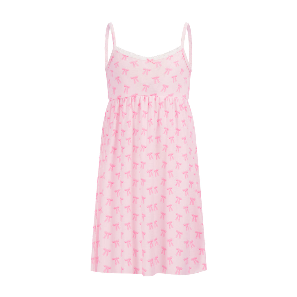 Polkadot GIRLS BABYDOLL GOWN - Pink Forever Love Bow Print