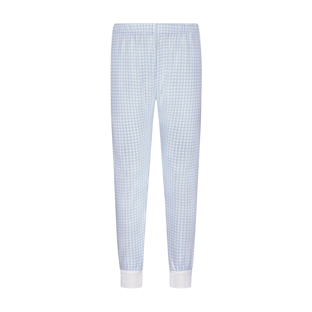 Polkadot BOYS 2 pc SET CREW LS & PANT Blue Gingham Print