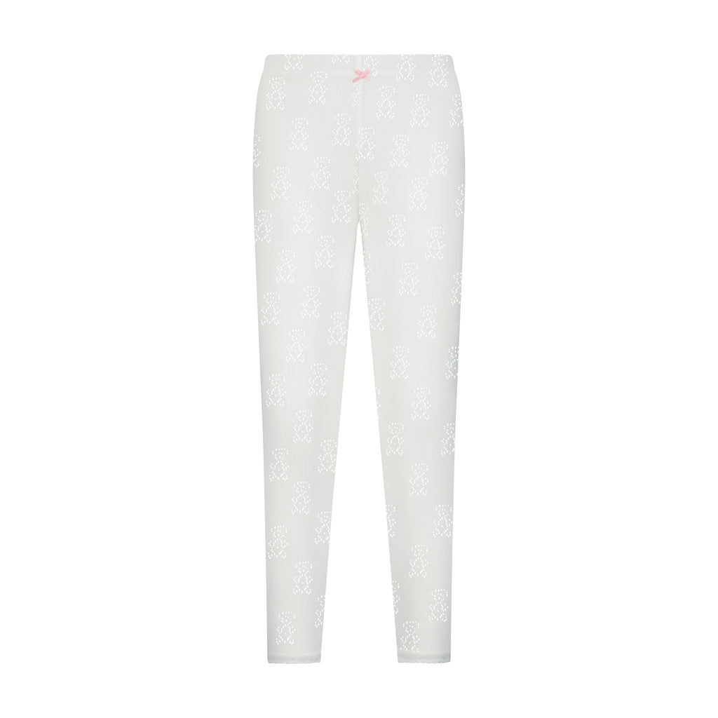 Polkadot BABY GIRL PANT - Pearl White Teddybear Pointelle