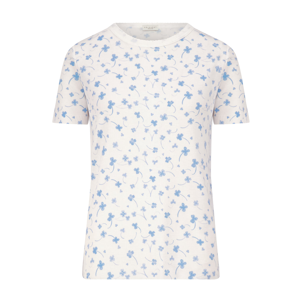 Polkadot NAN SLOUCHY TEE - Blue Clover Print