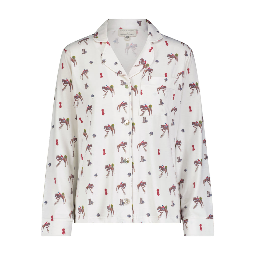 Polkadot CHARLEY Pajama Set - Equestrian Print by Lydia Marie Elizabeth -Longer Top