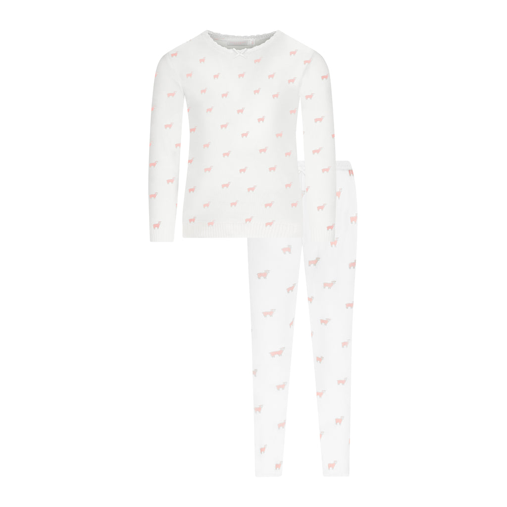 Polkadot BABY GIRLS & GIRLS SET Crew LS & Pant - Pink Sheep Print