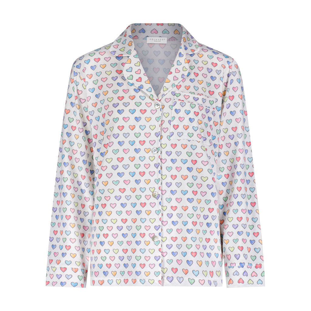 Polkadot CHARLEY Pajama Set - Rainbow Hearts Print
