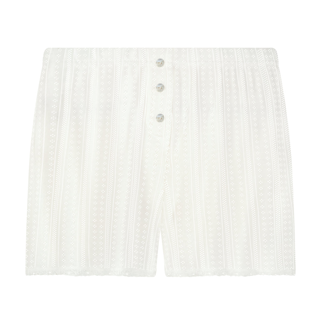 Polkadot BECKSY BOXER SHORT - Ivory Windsor Pointelle w Lace