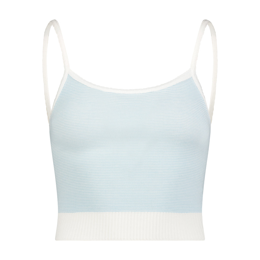 Polkadot CROP SCOOP CAMI - Blue Narrow Hampton Stripe