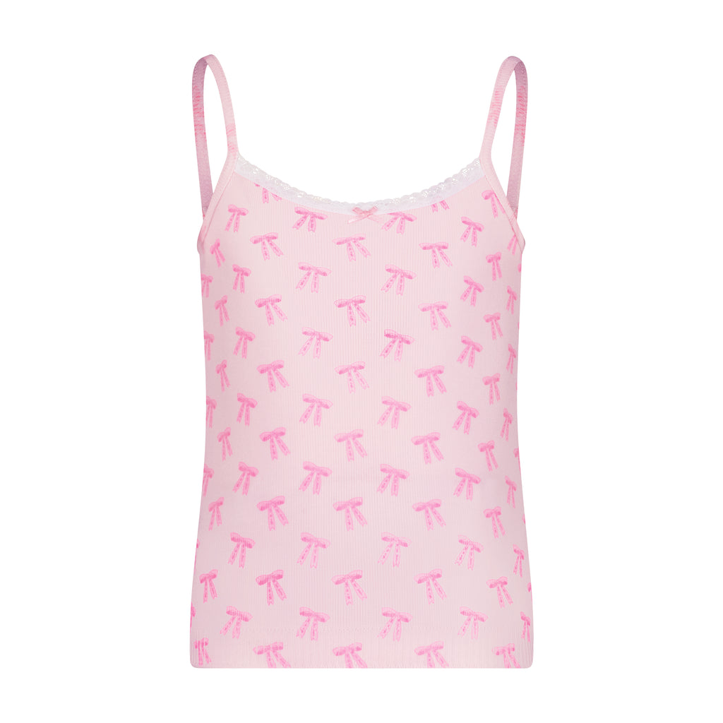 Polkadot GIRLS CAMISOLE Pink Forever Love Bow Print