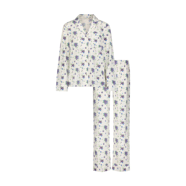 Polkadot CHARLEY Pajama Set - Violet Bouquet Print -Longer Top