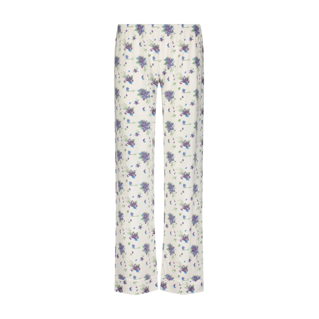 Polkadot CHARLEY Pajama Set - Violet Bouquet Print -Longer Top