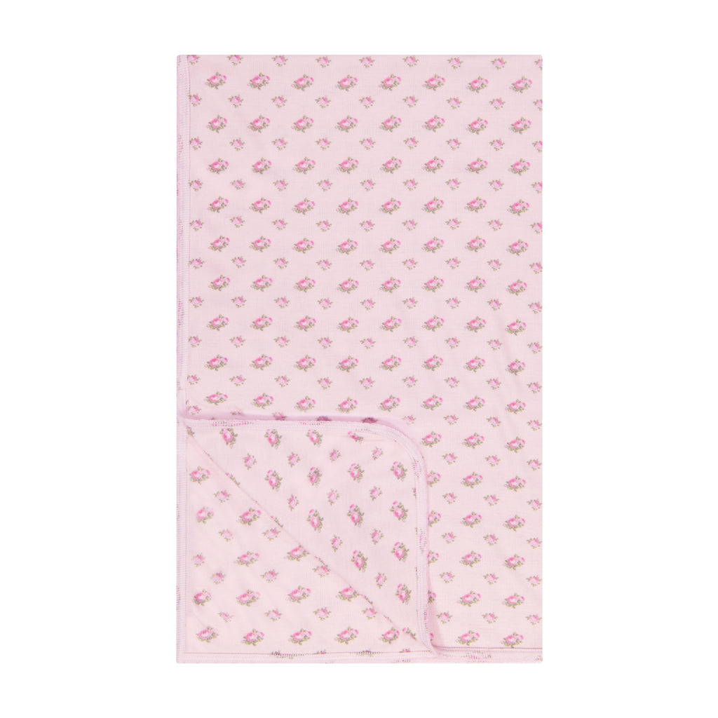 Polkadot GIRLS BABY BLANKET - Pink Vintage Ditsy Rose Print