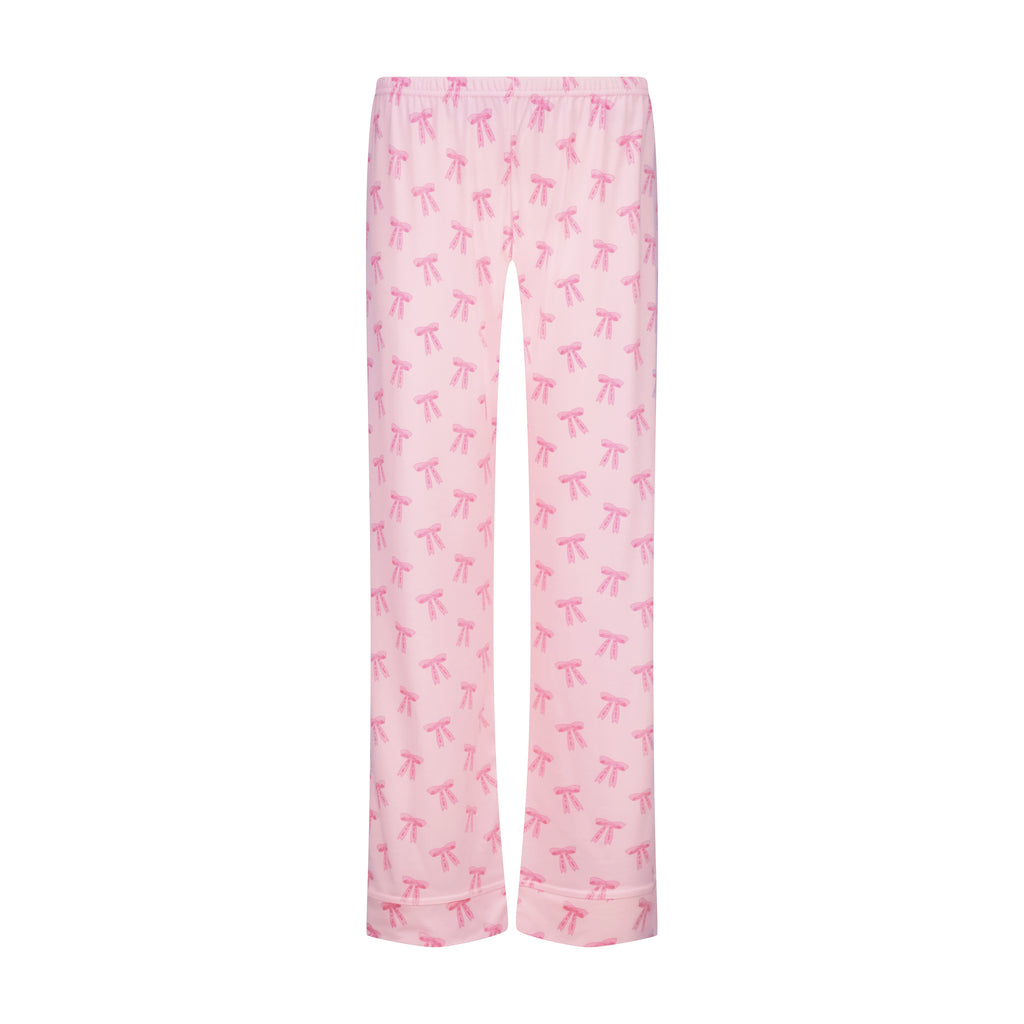 Polkadot CHARLEY Pajama Set - Pink Forever Love Bow Print -Longer Top