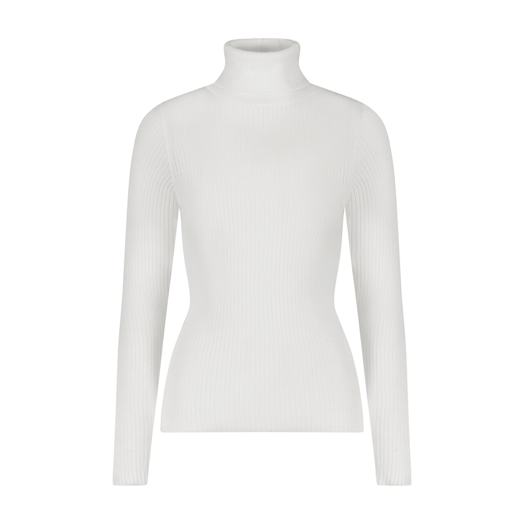 Polkadot ALI TURTLENECK Fitted - Pearl White Rib Knit