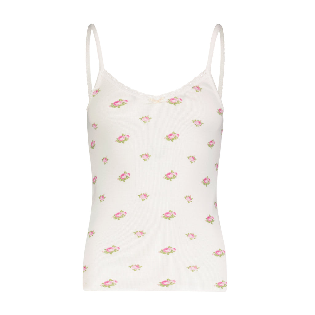 Polkadot PATTI CAMI - Cream Vintage Rose Print