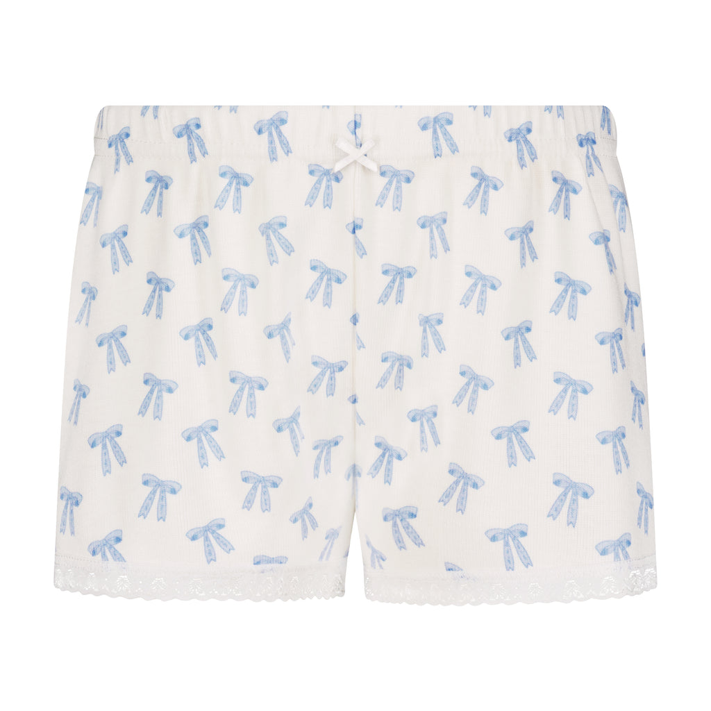 Polkadot GIRLS SHORT - Blue Forever Love Bow Print