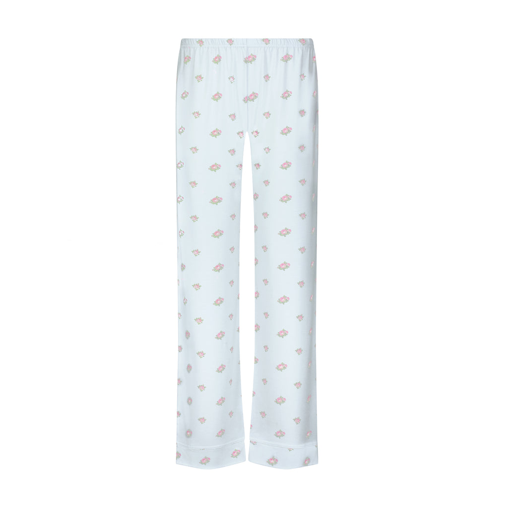 Polkadot CHARLEY Pajama Set - Blue Ciel Rose Print -Longer Top