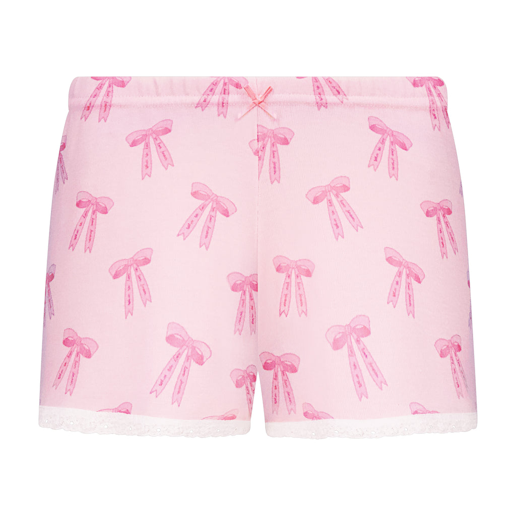 Polkadot SHORT Mid Rise - Pink Forever Love Bow Print
