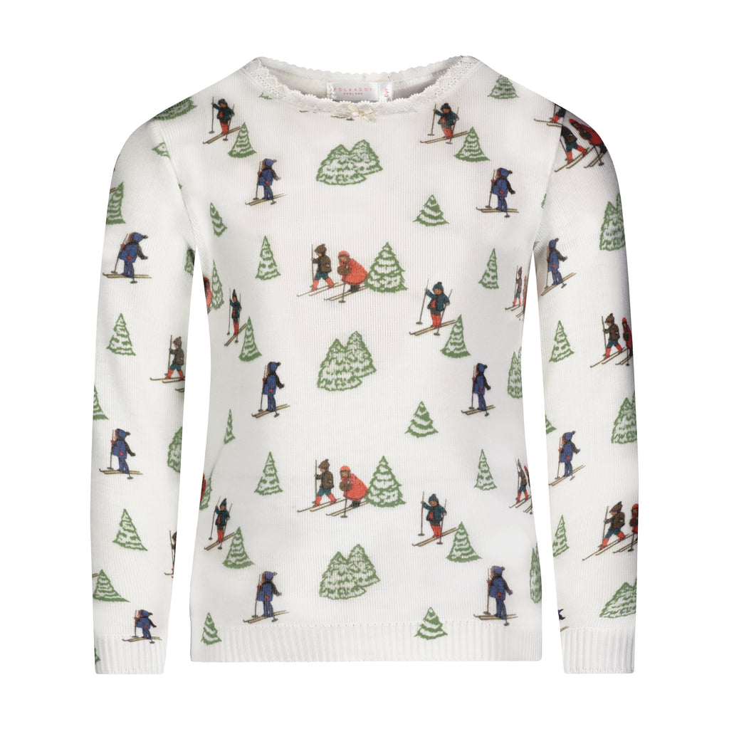 Polkadot GIRLS & BABY SET Crew LS & Pant - Vintage Ski Print