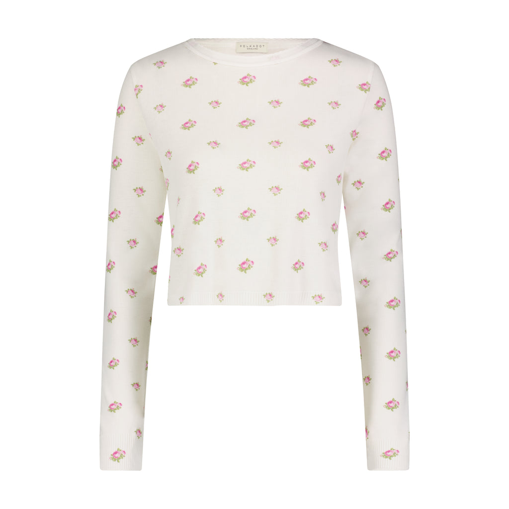 Polkadot NELL CROP SLOUCHY - Cream Vintage Rose Print