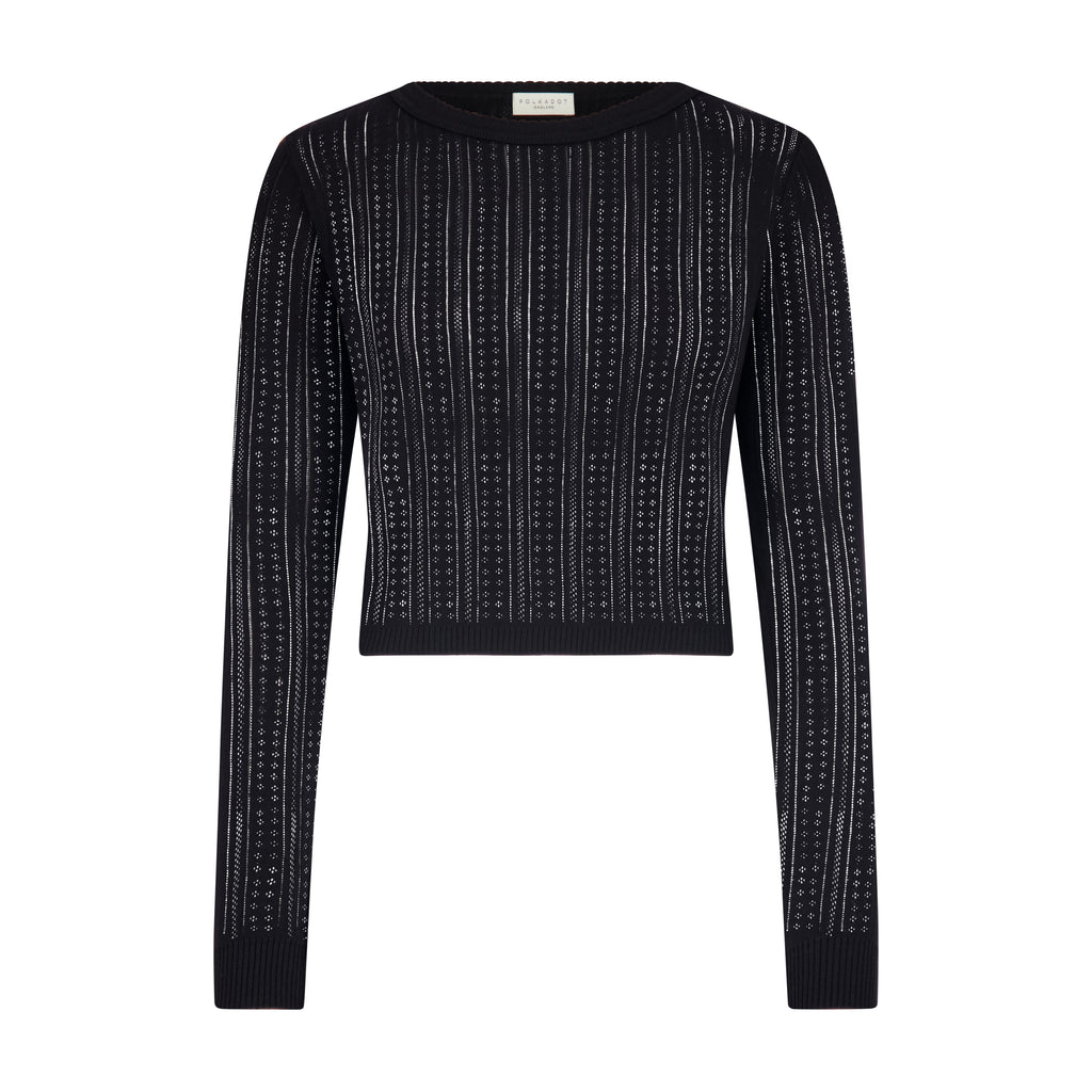 Polkadot NELL CROP SLOUCHY - Black Windsor Pointelle