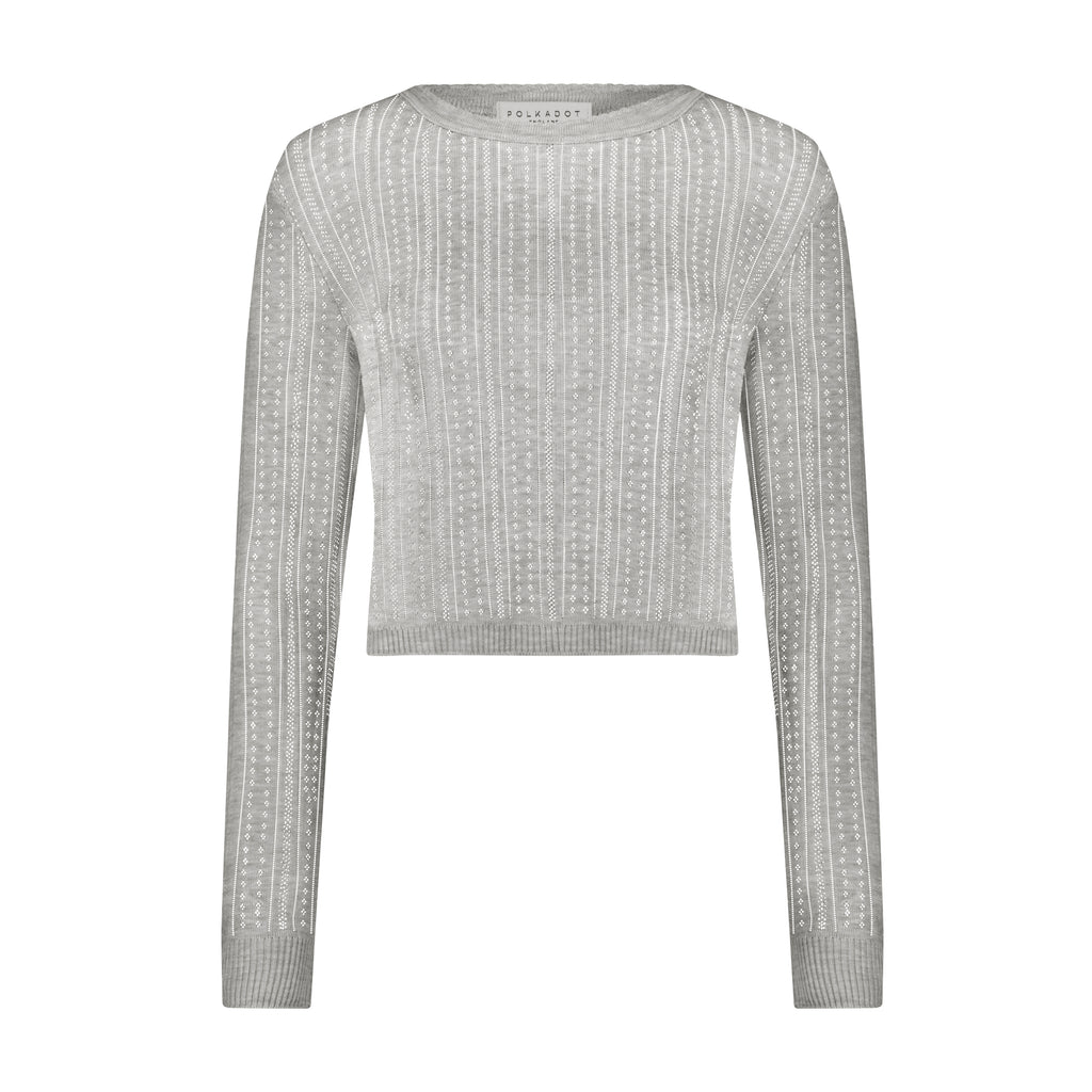 Polkadot NELL CROP SLOUCHY - Heather Grey Windsor Pointelle