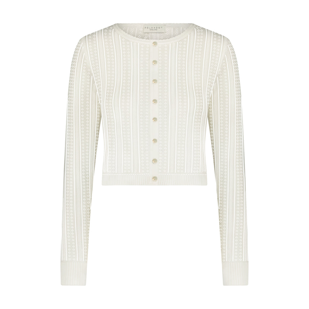 Polkadot CROP CARDIGAN - Ivory Windsor Pointelle