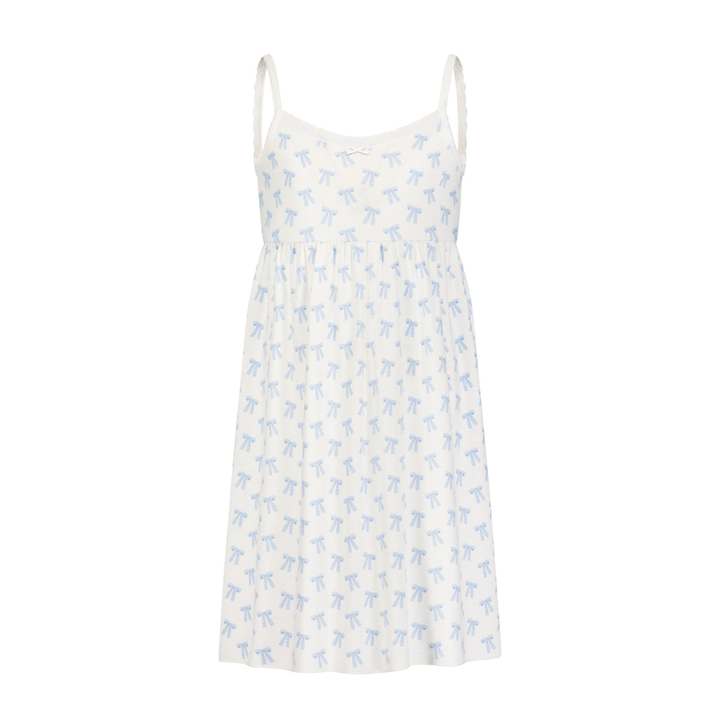 Polkadot GIRLS BABYDOLL GOWN - Blue Forever Love Bow Print