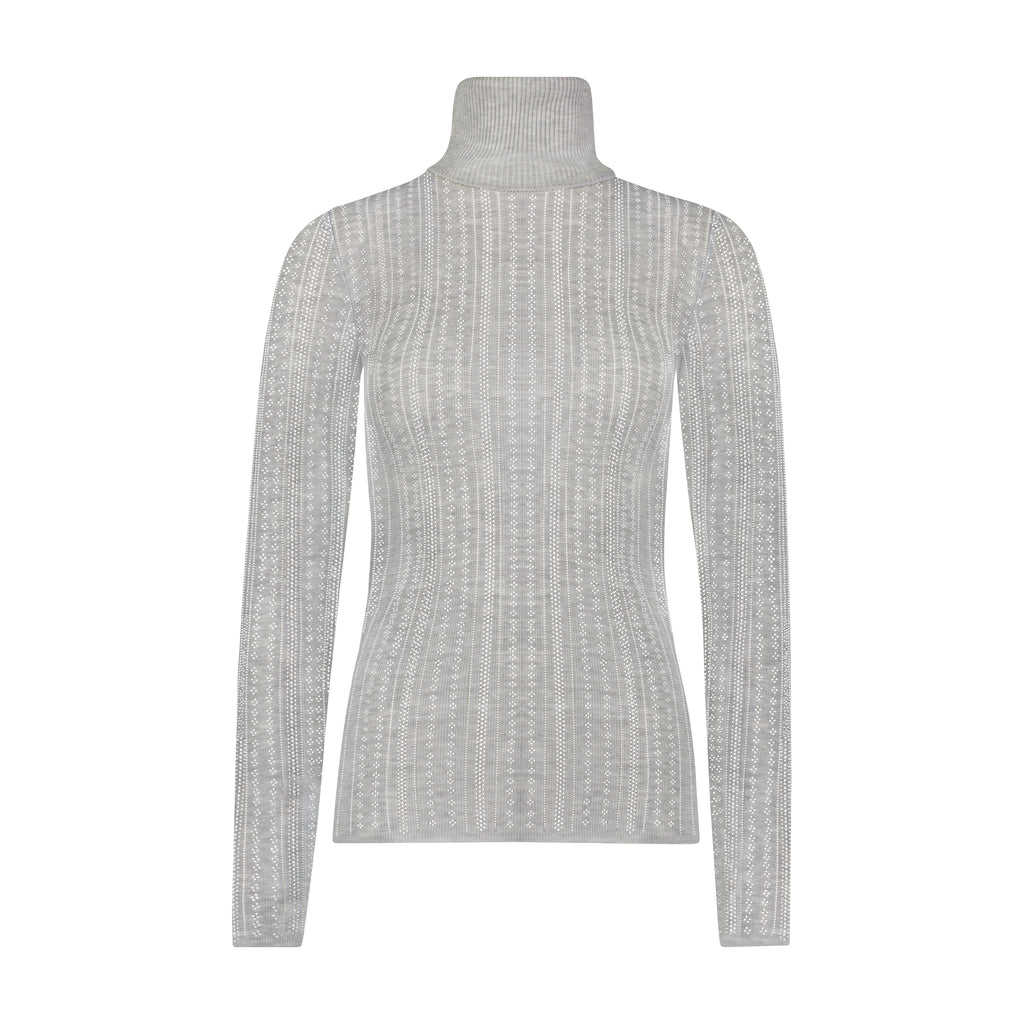 Polkadot ALI TURTLENECK Fitted - Heather Grey Windsor Pointelle