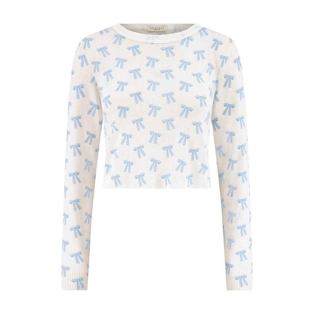Polkadot NELL CROP SLOUCHY - Blue Forever Love Bow Print