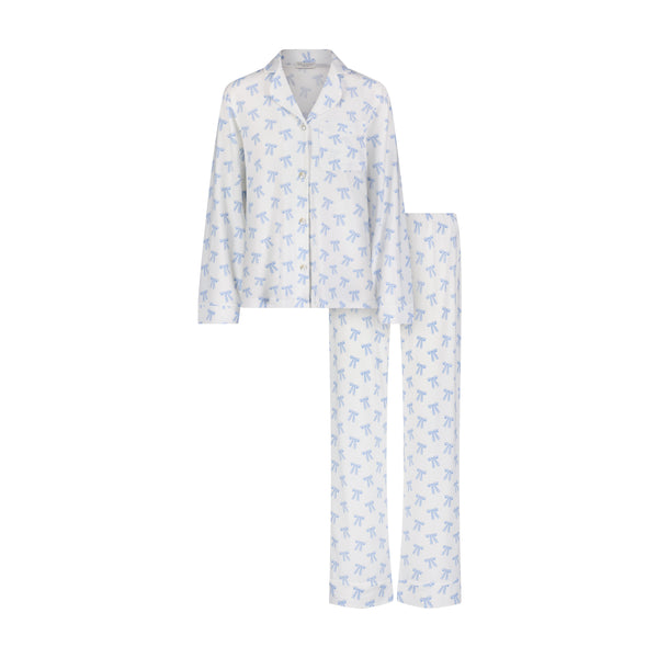 Polkadot CHARLEY Pajama Set - Blue Forever Love Bow Print