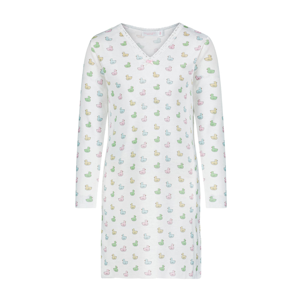 Polkadot GIRLS DRESS V Long Sleeve - Girl Duckie Print