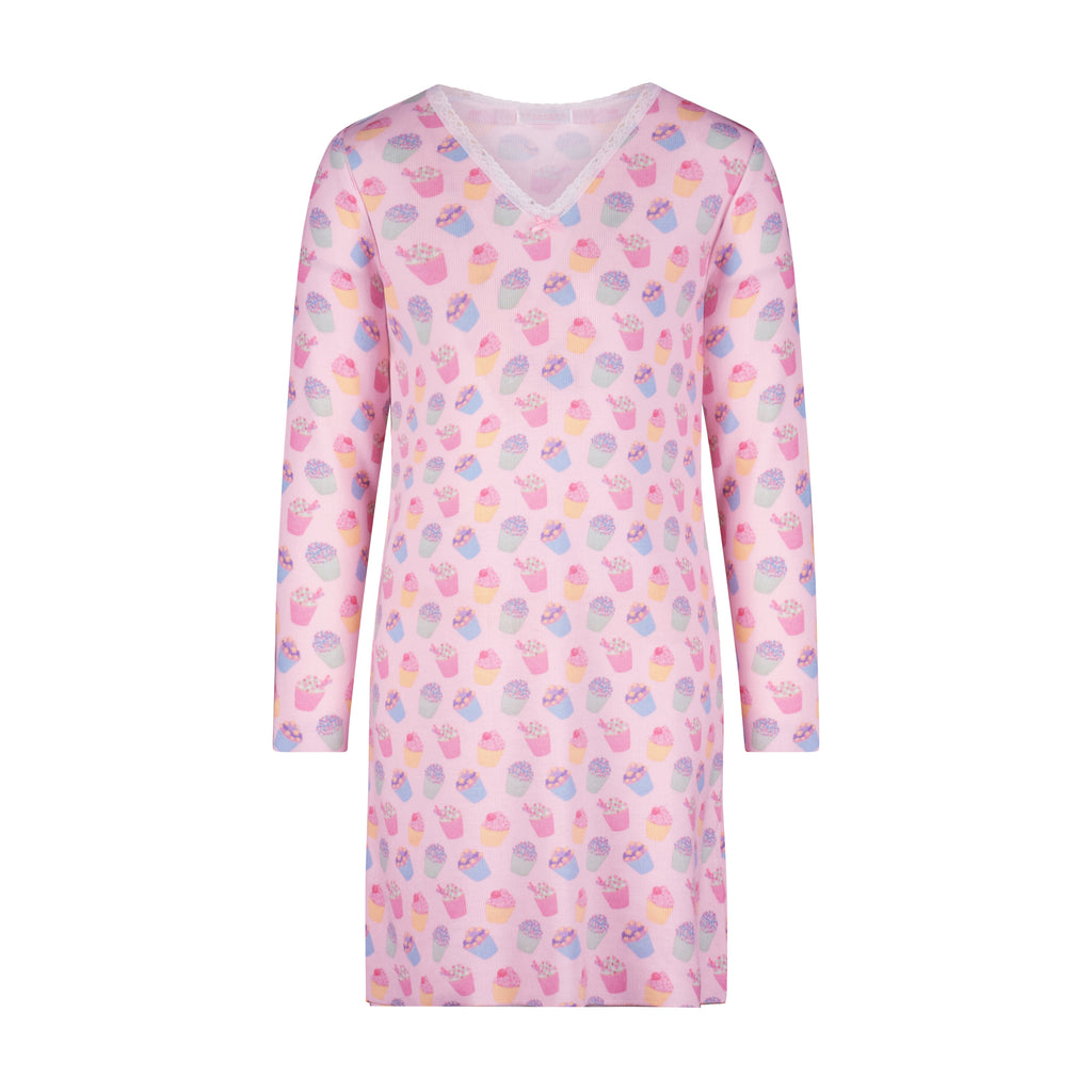 Polkadot GIRLS DRESS V Long Sleeve - Cupcake Print