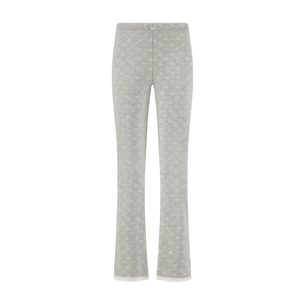 Polkadot LONG PANT - Heather Grey Hearts Pointelle -Restocked