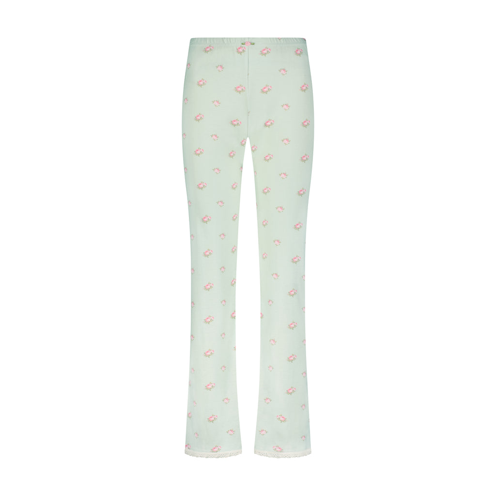Polkadot LONG PANT - Green Vintage Rose Print