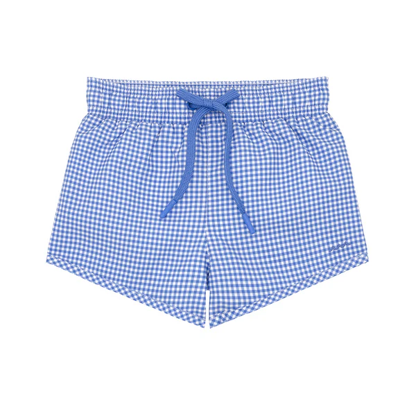 MINNOW~ Boys blue micro gingham boardie