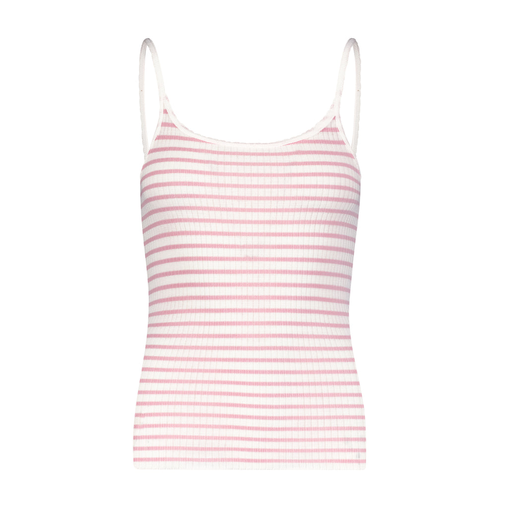 Polkadot SCOOP CAMI - Pink Wide Harbor Rib Stripe
