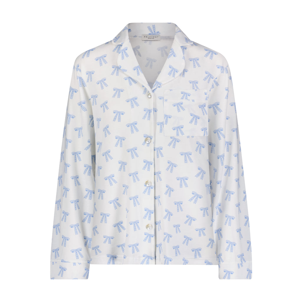Polkadot CHARLEY Pajama Set - Blue Forever Love Bow Print