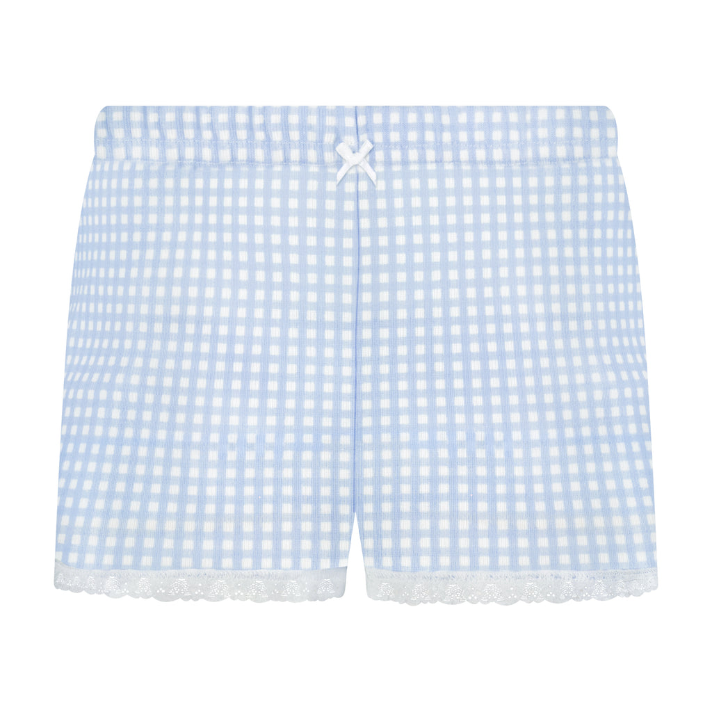 Polkadot GIRLS SHORT Blue Gingham Print