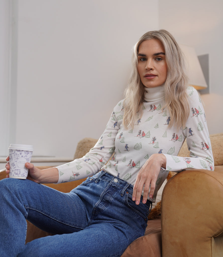 Polkadot ALI TURTLENECK Fitted - Vintage Ski Print