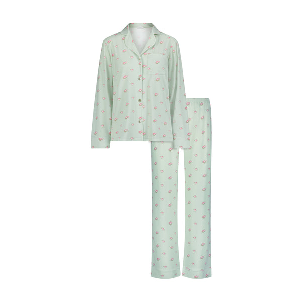 Polkadot CHARLEY Pajama Set - Green Vintage Rose Print -Restocked