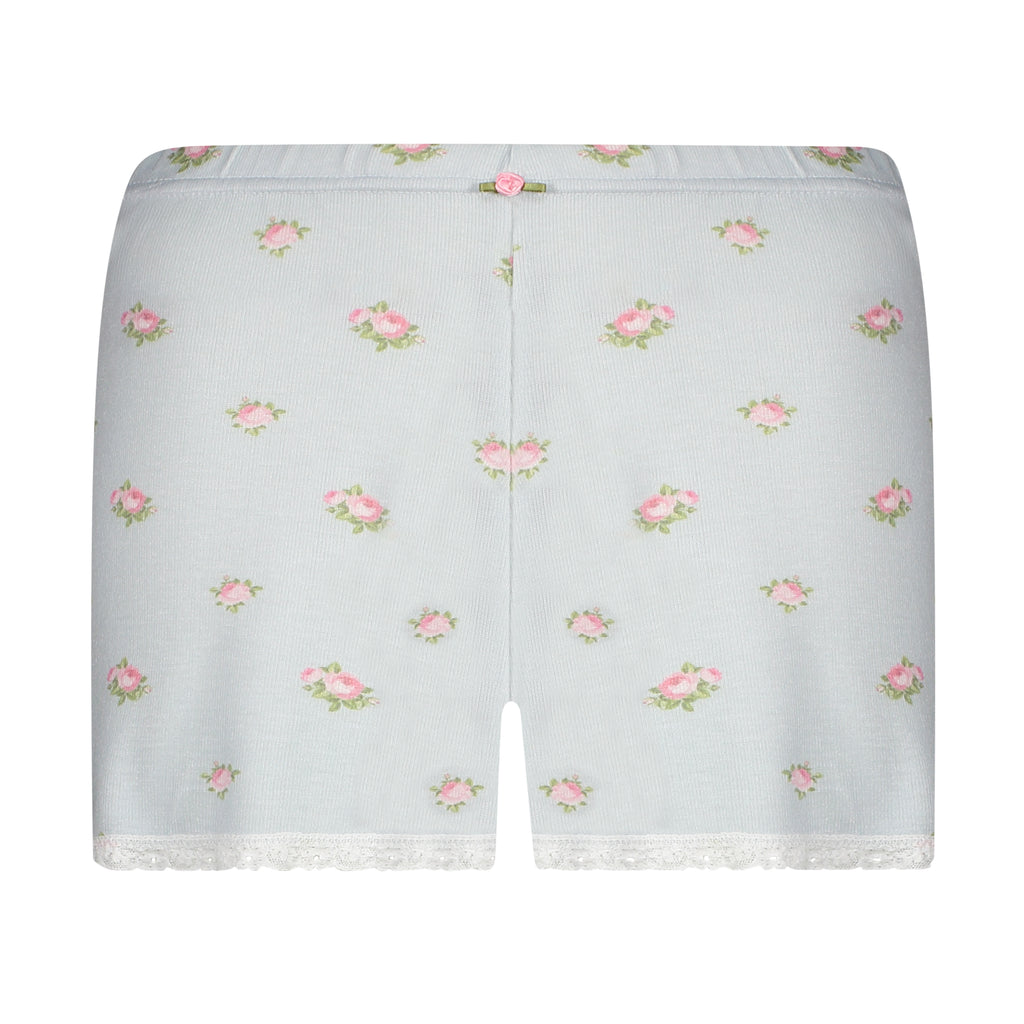 Polkadot SHORT Mid Rise - Blue Ciel Rose Print
