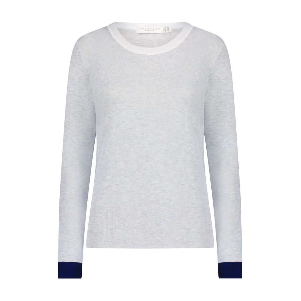 Polkadot RACHEL SLOUCHY - Heather Grey w Navy Cuffs