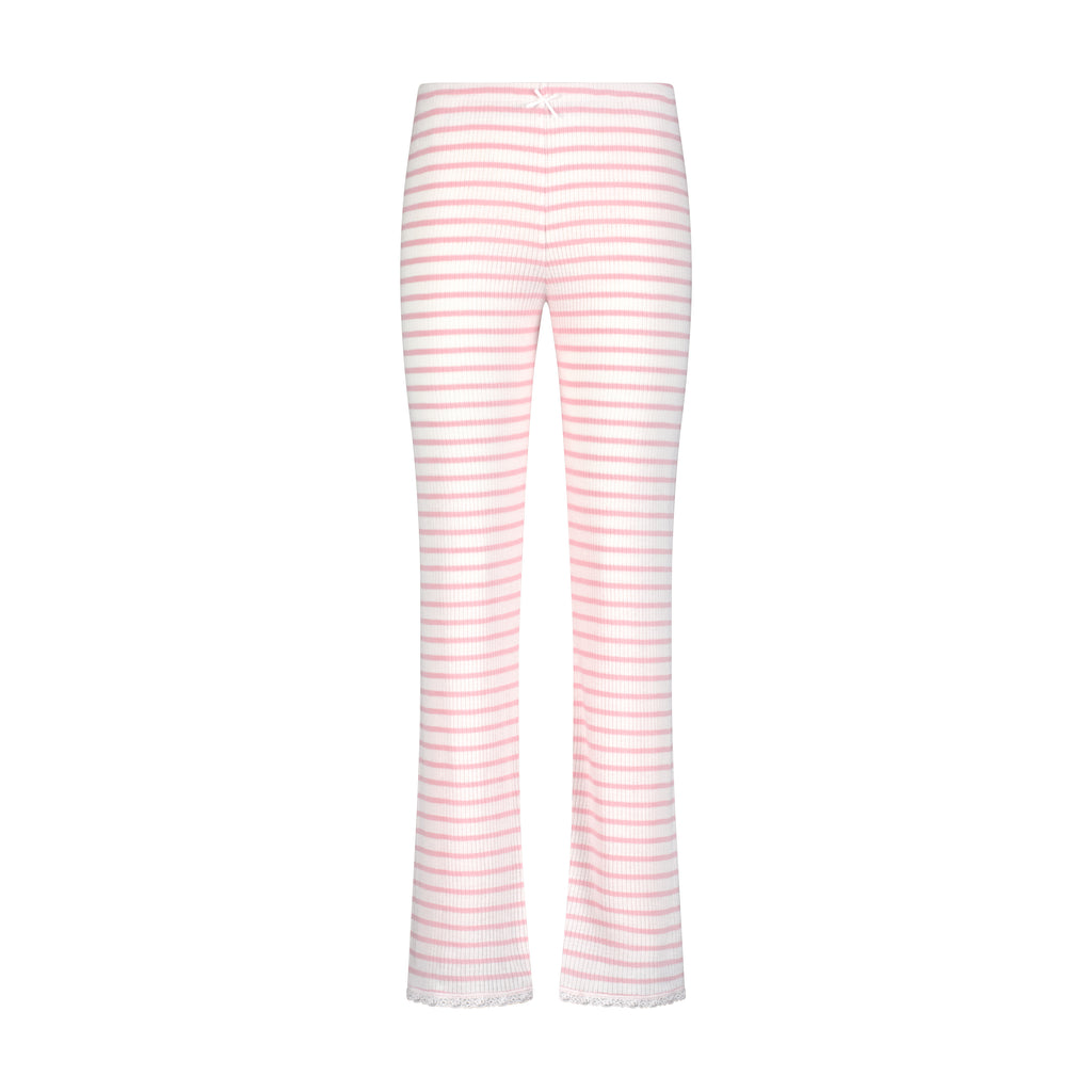 Polkadot LONG PANT - Pink Wide Harbor Rib Stripe