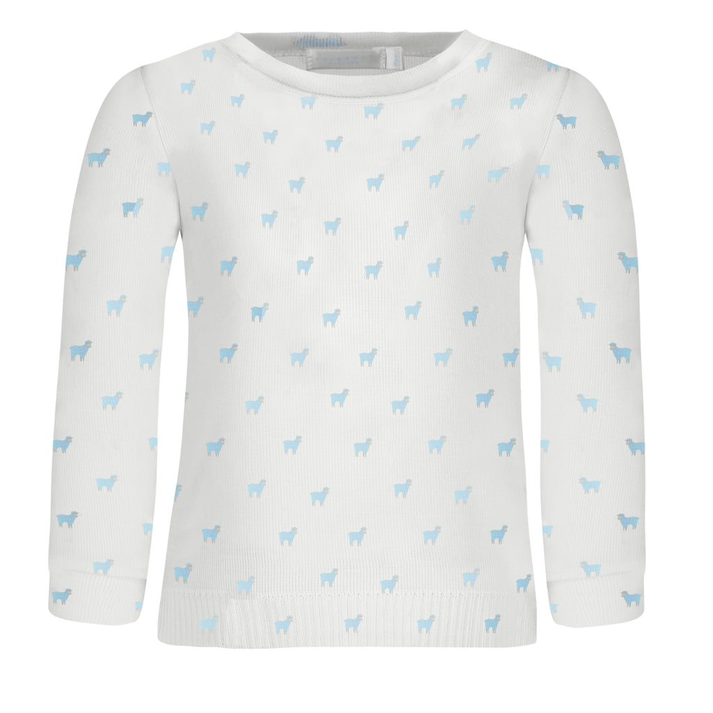 Polkadot BABY BOYS SET Crew LS & Pant - Blue Sheep Print
