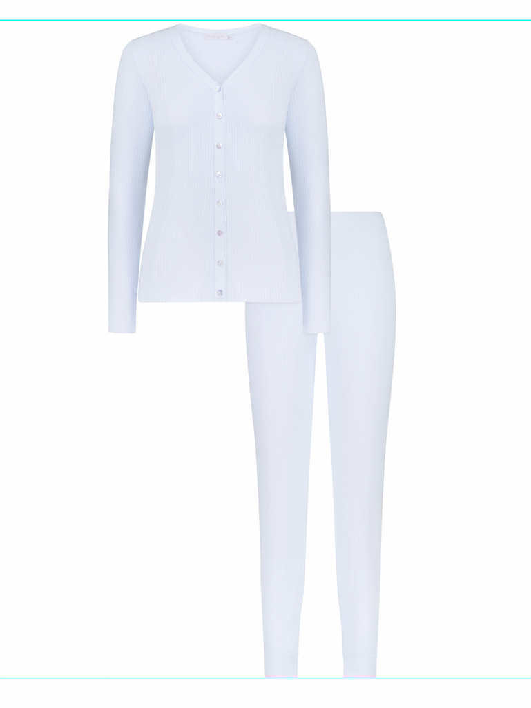 Polkadot JANE SLOUCHY RIB PJ SET - PALE BLUE