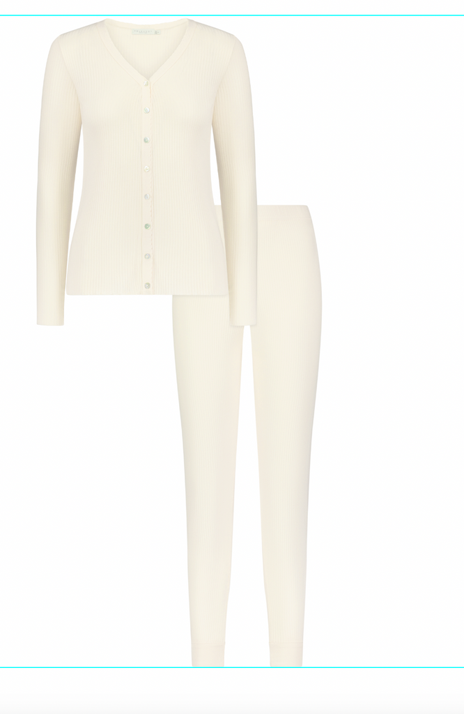 Polkadot JANE SLOUCHY RIB PJ SET - LEMON